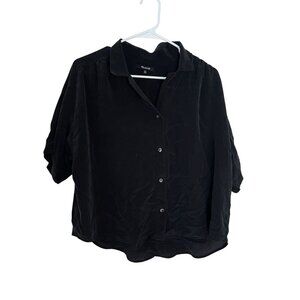 Madewell Black Silk Button-Up Shirt Womens XXL Relaxed Fit